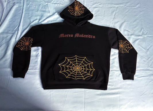 Black and Orange Rhinestone Morro Malandro spider Edition Hoodie